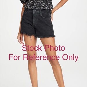 PAIGE NOELLA Black Jean Shorts High-Waisted Frayed Hem